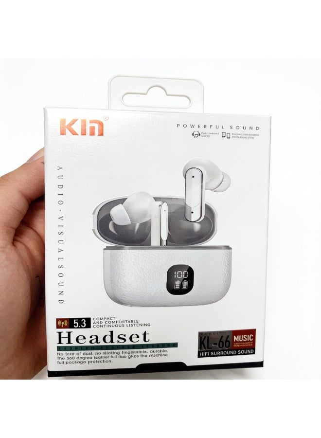 KM KL-66 Wireless Bluetooth 5.3 Earbuds Headset with Charging Case, White - Image 2
