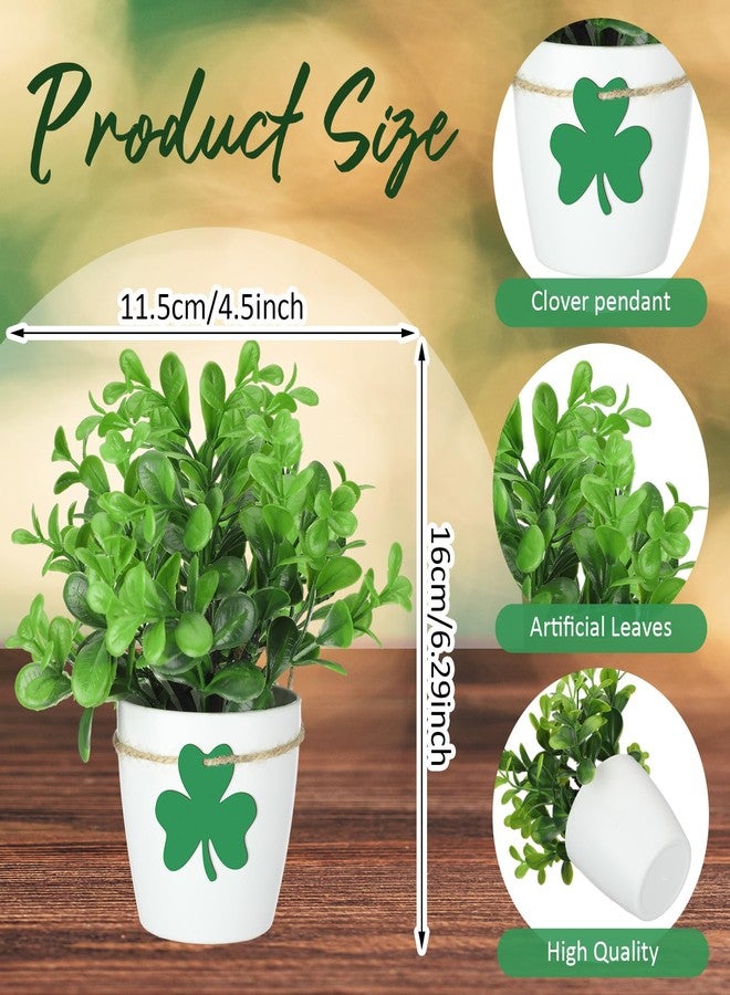 Jexine 3 Set St. Patrick's Day Table Tiered Tray Mini Floral Arrangement Artificial Potted Plants Farmhouse Home Decor, Mini Fake Plants Mini Vases, Tiered Tray Greenery, Eucalyptus, Tiered Tray Accessory - Image 2
