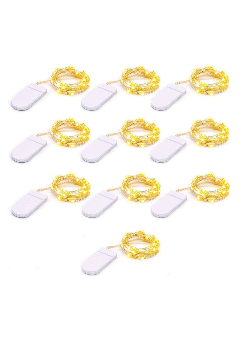 Generic Fairy Lights Battery Operated 10 Pack String Lights 20LED 2M Waterproof Copper Wire Light for Wedding Decoration Warm White  - Image 1
