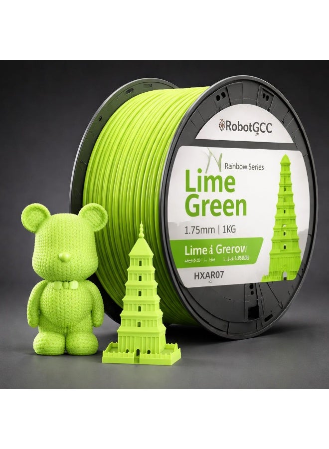 RobotGCC Lime Green Multicolor Gradient PLA 3D Printer Filament 1.75mm 1KG, Fresh Lime-Led Multicolor Energy, Smooth FDM Printing for Plant Models and Bright Accessories - Image 2