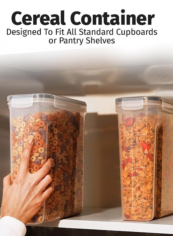 متجر الفرح 4 قطع 2.5 لتر (84 أونصة) حاويات حبوب صغيرة محكمة الإغلاق مع غطاء لتخزين الطعام، حاوية بلاستيكية خالية من مادة BPA، تنظيم المخزن وعلبة للأرز والمعكرونة والسكر والدقيق، مع ملصقات وعلامة - Image 3