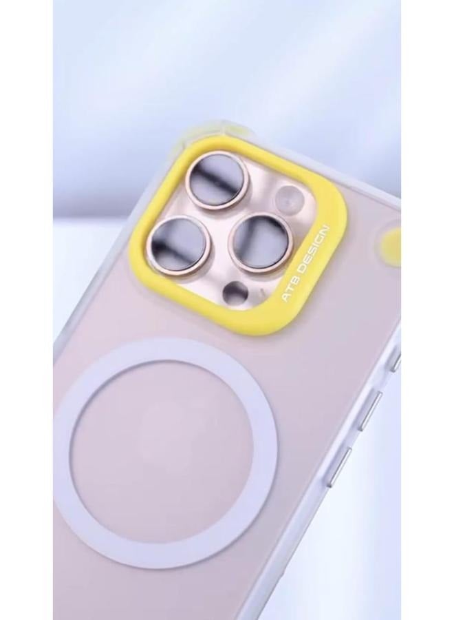 اي تي بي * جراب حماية شفاف مع حواف ملونة لهاتف آيفون ١٦ برو مع حلقة MagSaf - Image 3