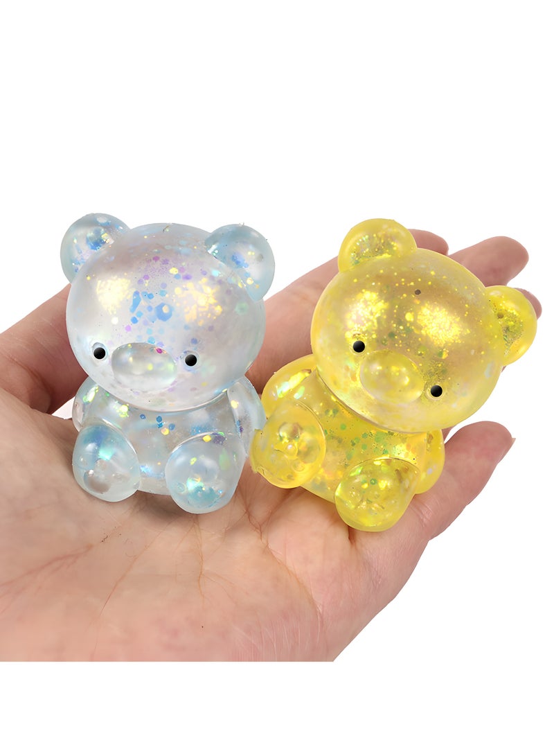 LIXADA 4pc, Colorful Glitter Bear Squeeze Toy, Rubber Stress Relief Fidget Toy for Kids, Multi-Colorful, Perfect for Birthday, Special Festival, School & Home Party, Gift for Kids Age 3+(Random Color)  - Image 3