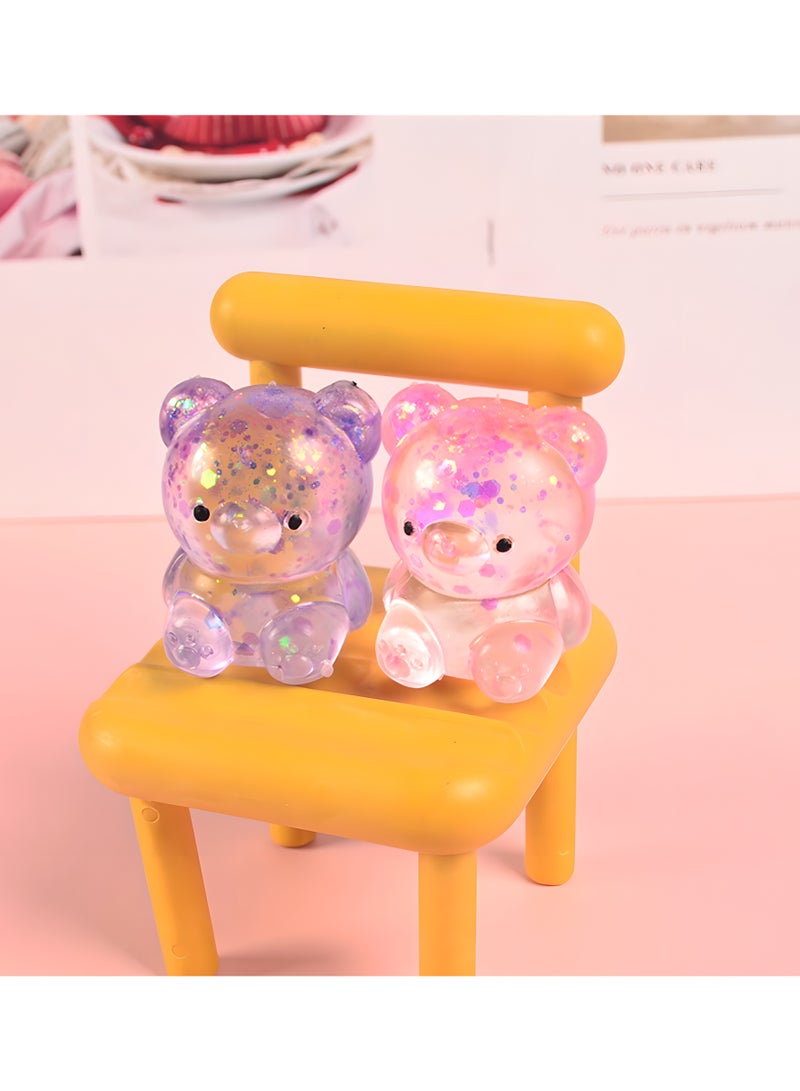 LIXADA 4pc, Colorful Glitter Bear Squeeze Toy, Rubber Stress Relief Fidget Toy for Kids, Multi-Colorful, Perfect for Birthday, Special Festival, School & Home Party, Gift for Kids Age 3+(Random Color)  - Image 4