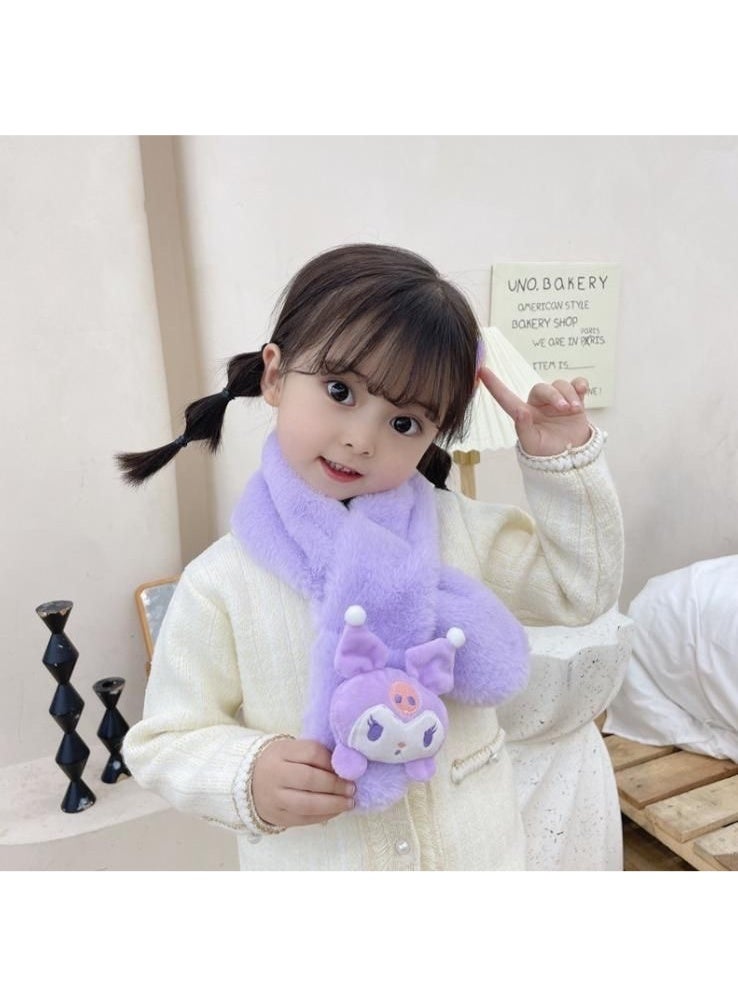 Kids' Kuromi Themed Plush Scarf with Cute Doll Ultra Cozy Exceptionally Adorable and Essential Must Have Winter Accessory - Image 1