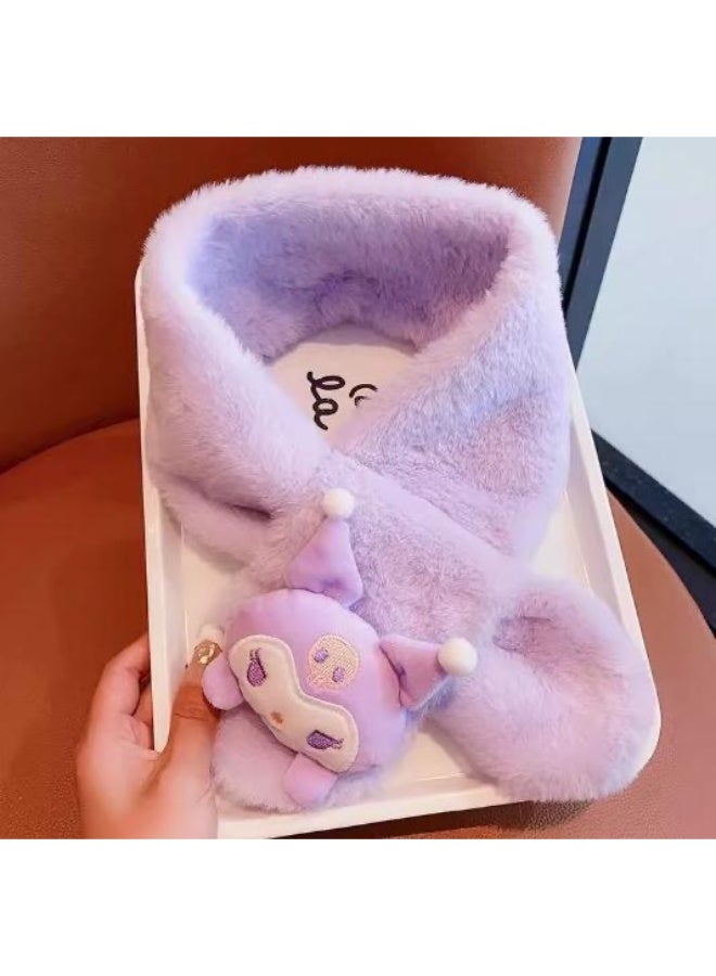 Kids' Kuromi Themed Plush Scarf with Cute Doll Ultra Cozy Exceptionally Adorable and Essential Must Have Winter Accessory - Image 2