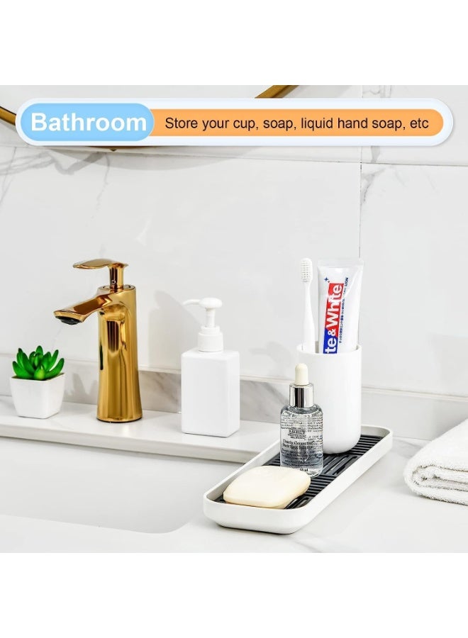 Kitchen Double Layer Sink Sponge Tray, Multi-function Draining Soap Dish Sponge Holder with Detachable Drain Tray,2pcs(GREY) - Image 2