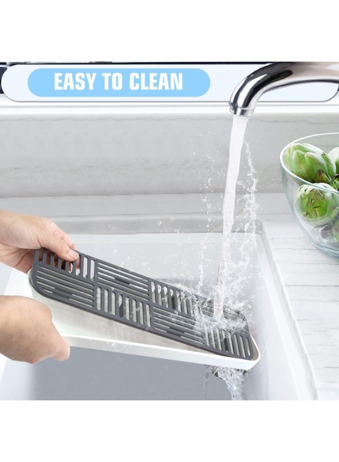 Kitchen Double Layer Sink Sponge Tray, Multi-function Draining Soap Dish Sponge Holder with Detachable Drain Tray,2pcs(GREY) - Image 5