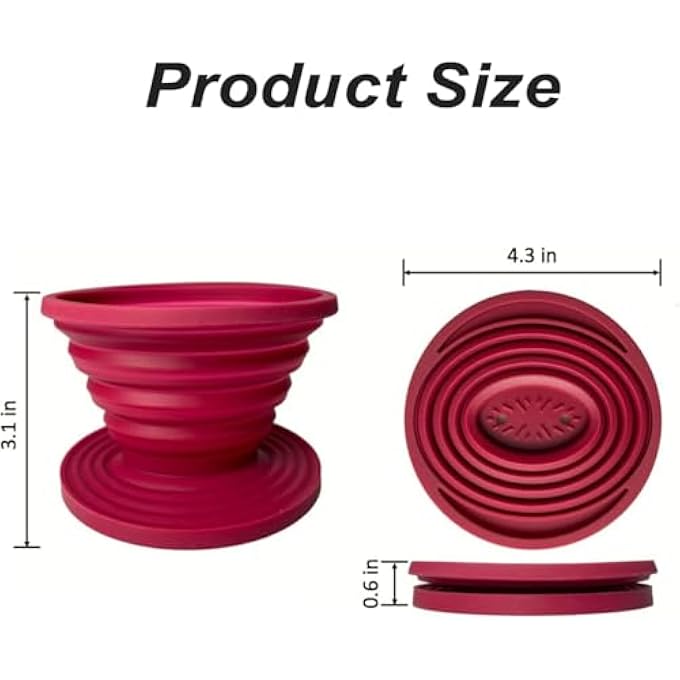 joyzzz Collapsible Coffee Dripper 2Pcs Collapsible Pour Over Coffee Dripper Reusable Silicone Coffee Filter Holder Easy Red Pour Over Coffee Filters For Hiking Camping Home And Office - Image 5