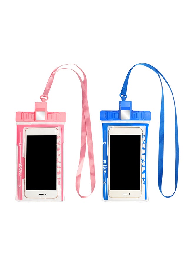 اليشمك طقم مكون من قطعتين من حقيبة هاتف شاملة مضادة للماء مع صافرة طوارئ وردي/أزرق