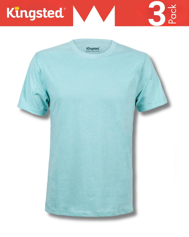 Kingsted Men's T-Shirts Pack - Royally Comfortable - Super Soft Cotton Blend - Short Sleeve Tagless Crewneck - Plain Colored Classic Tees (3 Pack, Cool, 2X-Large) - Image 4