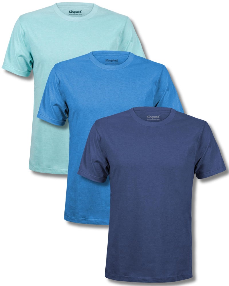Kingsted Men's T-Shirts Pack - Royally Comfortable - Super Soft Cotton Blend - Short Sleeve Tagless Crewneck - Plain Colored Classic Tees (3 Pack, Cool, 2X-Large) - Image 1