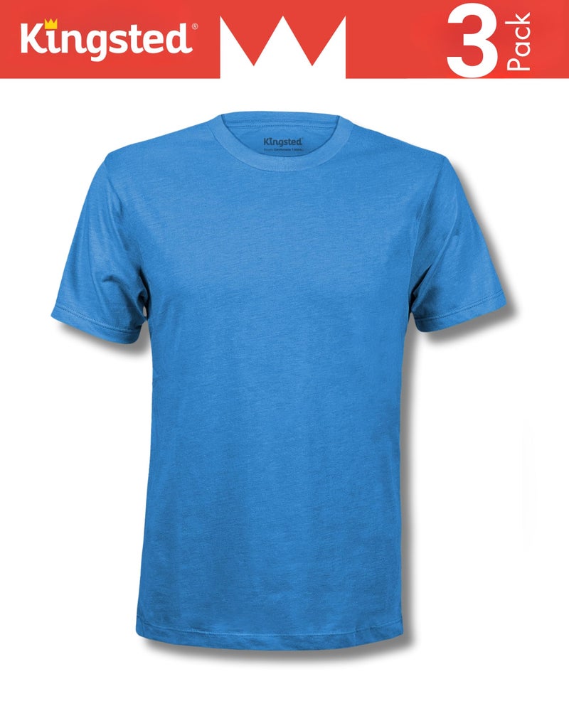 Kingsted Men's T-Shirts Pack - Royally Comfortable - Super Soft Cotton Blend - Short Sleeve Tagless Crewneck - Plain Colored Classic Tees (3 Pack, Cool, 2X-Large) - Image 3