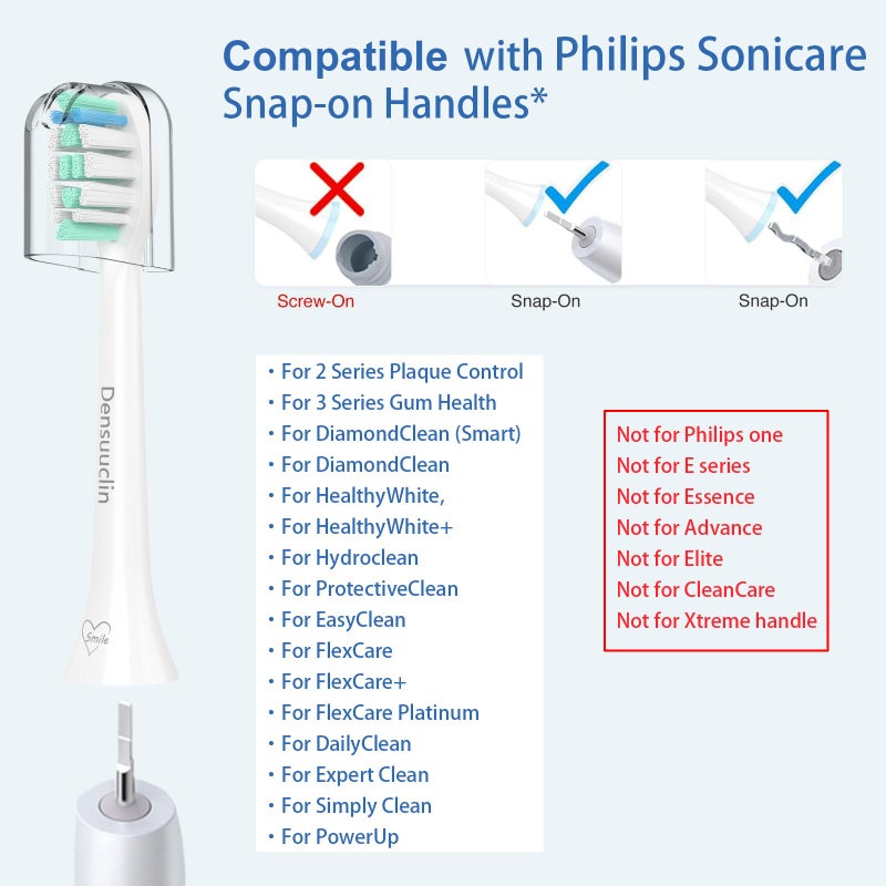 Densuuclin Replacement Toothbrush Heads for Philips Sonicare Replacement Heads, Replacement Brush Head Compatible with Phillips Sonicare Electric Toothbrush, 6 Pack - Image 2