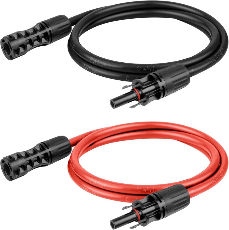 Kimbluth 8 AWG Solar Extension Cable 3FT Black + 3FT Red, 8 Gauge Solar Panel Wire Male to Female Tinned Copper Wire for Solar Panel, Automotive, RV, Boat, Outdoors - Image 1