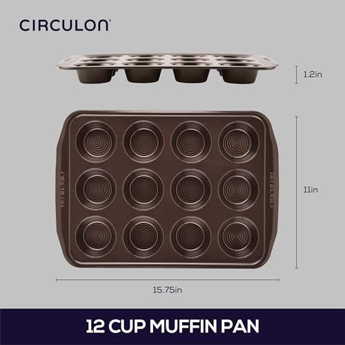 Circulon Nonstick Bakeware 12-Cup Muffin Tin, Brown, Steel - Image 2