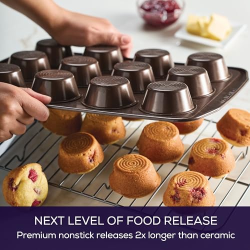 Circulon Nonstick Bakeware 12-Cup Muffin Tin, Brown, Steel - Image 3