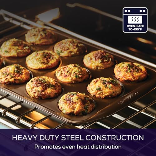 Circulon Nonstick Bakeware 12-Cup Muffin Tin, Brown, Steel - Image 4