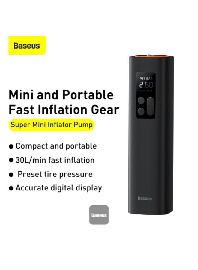 Baseus Baseus Super Mini Inflator Pump Air Compressor Portable Hand-Held Auto Tire Pump - Black - CRCQ000001 - Image 2