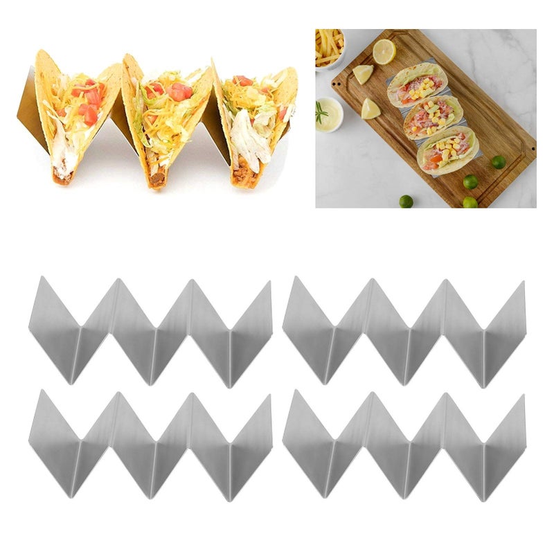 4Pcs W Shape Stainless Steel Taco Holders Stand Dishwasher Safe Kitchen Tool - Image 3