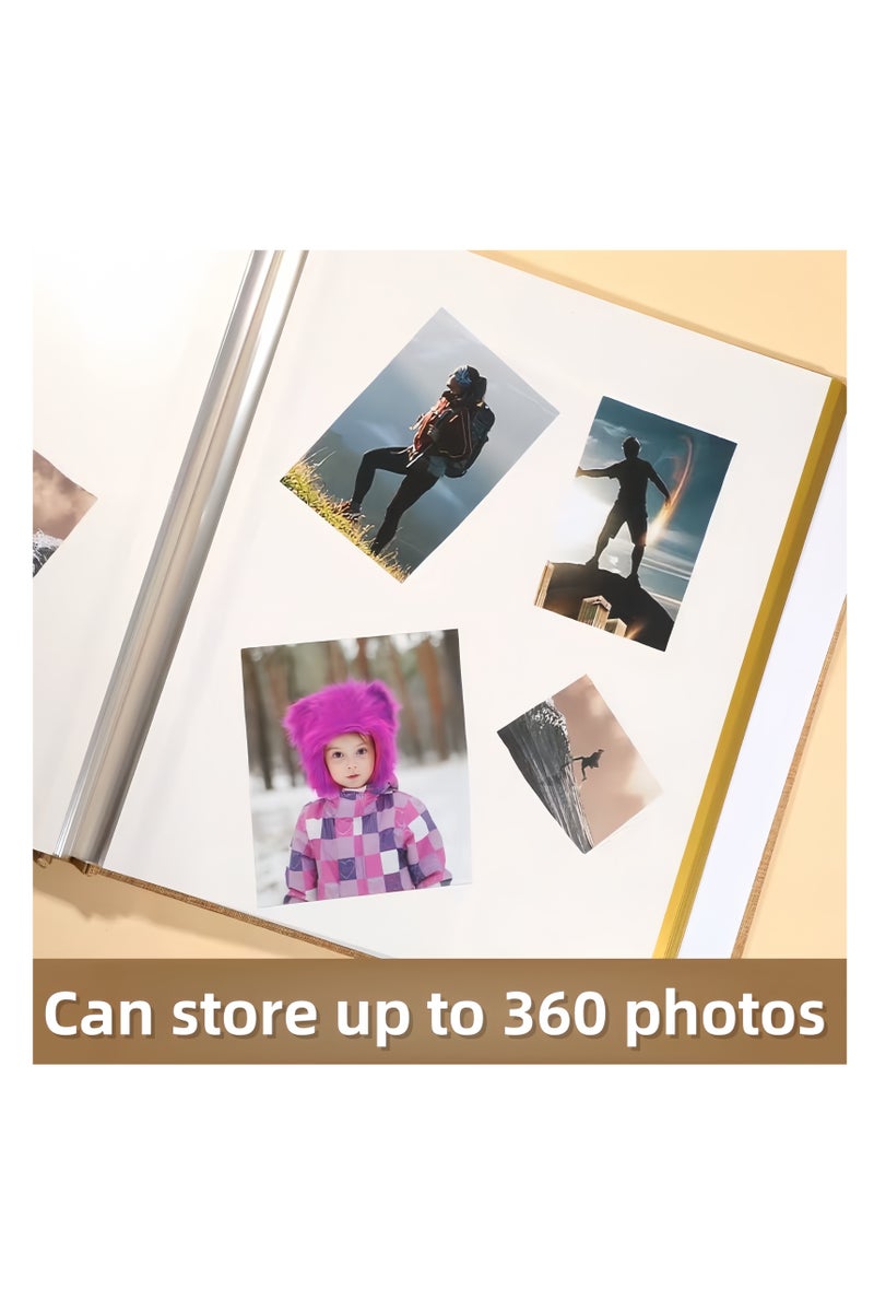 فيلارو Time Museum DIY interchangeable cover photo album, 40 pages, self-adhesive photo album, can hold 360 photos, suitable for weddings, children, travel, family, and baby photos. (Beige) - Image 3