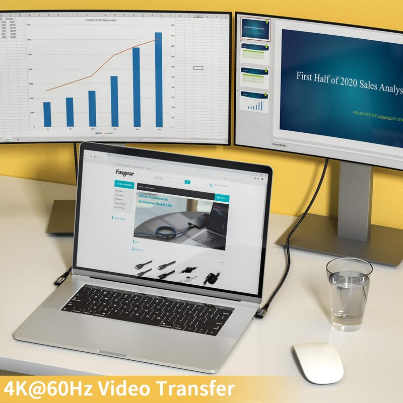Fasgear كابل Fasgear USB C إلى USB C 3.1 Gen 2 بطول 10 أقدام، 10Gbps 100W(20V/5A) توصيل الطاقة مع شريحة E-Marker، مزامنة بيانات 10Gbps، إخراج فيديو 4K@60Hz متوافق مع أجهزة Type-C، Quest Link، MacBook (أسود) - Image 5