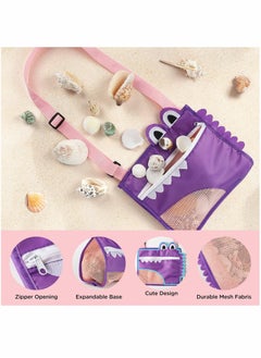 KASTWAVE Beach Toy Mesh Beach Bags Kids Shell Collecting Bags, Beach Toys Swimming Accessories Storage Bag, Foldable Sand Toy Totes with Adjustable Carrying Straps–Perfect Fun for Kids Hunting Shells (3 Pack)  - Image 2