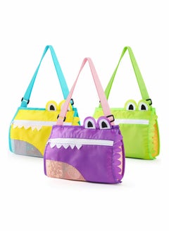 KASTWAVE Beach Toy Mesh Beach Bags Kids Shell Collecting Bags, Beach Toys Swimming Accessories Storage Bag, Foldable Sand Toy Totes with Adjustable Carrying Straps–Perfect Fun for Kids Hunting Shells (3 Pack)  - Image 1