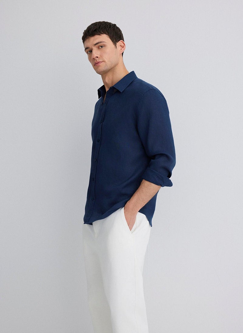 MAVI Navy Linen Shirt - Image 2