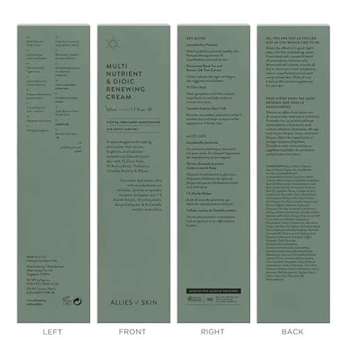 Allies of Skin Multi Nutrient & Dioic Renewing Face Cream | Balance and Hydrate Acne Prone Skin with Kombucha & Probiotics | Calm Redness, Breakouts and Even Skin Tone | 1.7 fl oz - Image 2