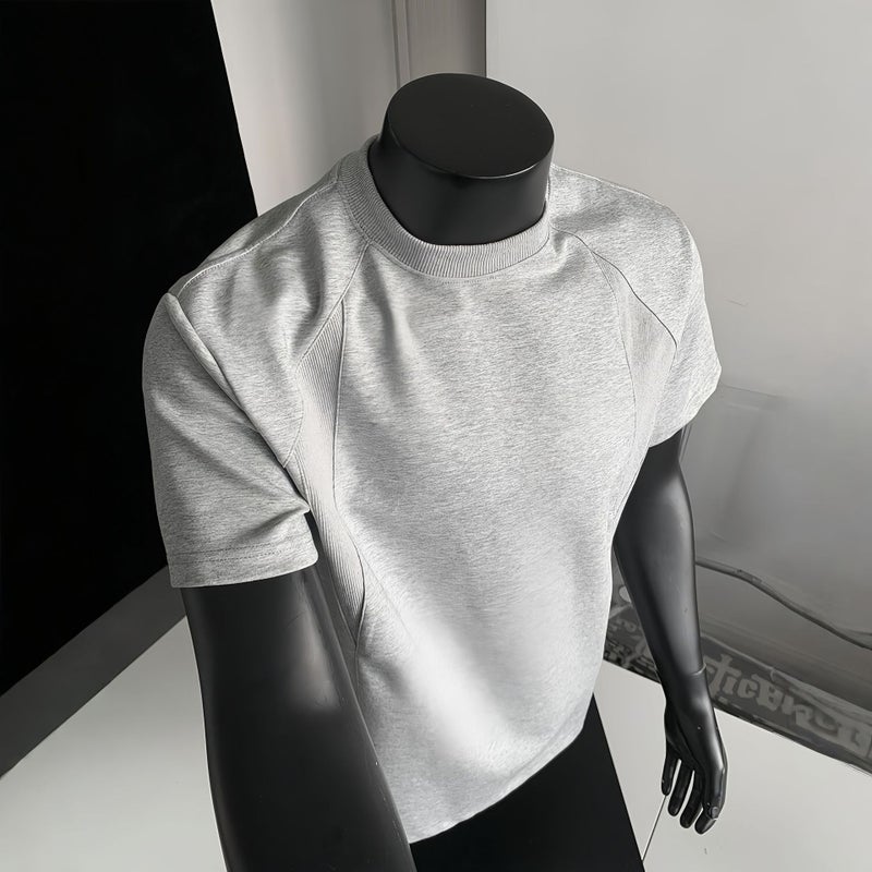 Heavyweight Cropped Air Layer Raglan Spliced Short Sleeve T-Shirt for Men - Image 2