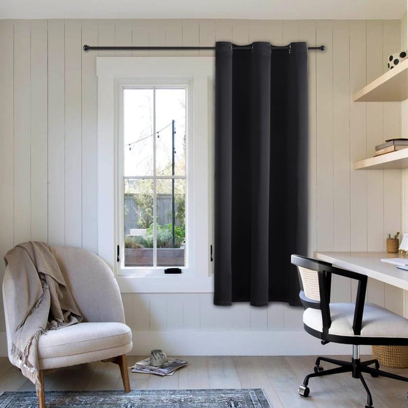 ChrisDowa Small Window Curtains 50 inches Long for Bedroom - Grommet Short Thermal Insulated Room Darkening Curtains for Kitchen (1 Panel  Black  29 x 50 Inch) - Image 1