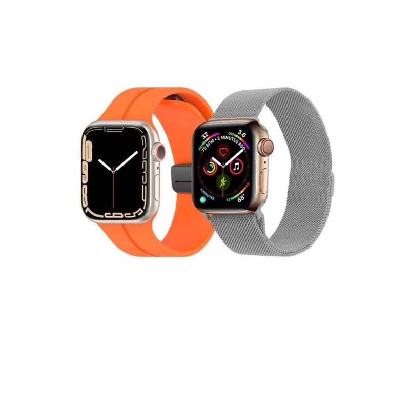BURAQ 2-Pack Sports Replacement Bands Compatible with Apple Watch 49/46/45/44/42mm – Series Ultra 2/Ultra/9/8/7/SE/6/5/4/3/2/1 – Model #1126 - Image 1