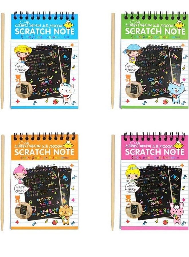PLUSPOINT Scratch Note Books, 10 Pages Rainbow Scratch Art Book Magic Doodle Scratch Painting Sketch Art Drawing Notepads with Wooden Stylus for Kids Arts and Crafts Perfect Travel Activity (4) - Image 1