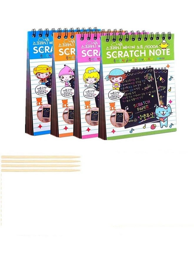 PLUSPOINT Scratch Note Books, 10 Pages Rainbow Scratch Art Book Magic Doodle Scratch Painting Sketch Art Drawing Notepads with Wooden Stylus for Kids Arts and Crafts Perfect Travel Activity (4) - Image 2