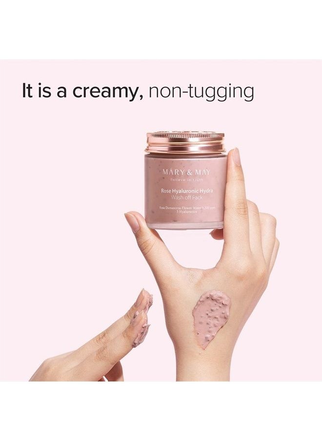 MARY & MAY Vegan Rose Hyaluronic Hydra Wash Off Mask 125g, Clean Pores, Sebum Control, Longer hydration, Hyaluronic, Rose Petals, Clay Mask, Korean Facial Mask, marynmay  - Image 1