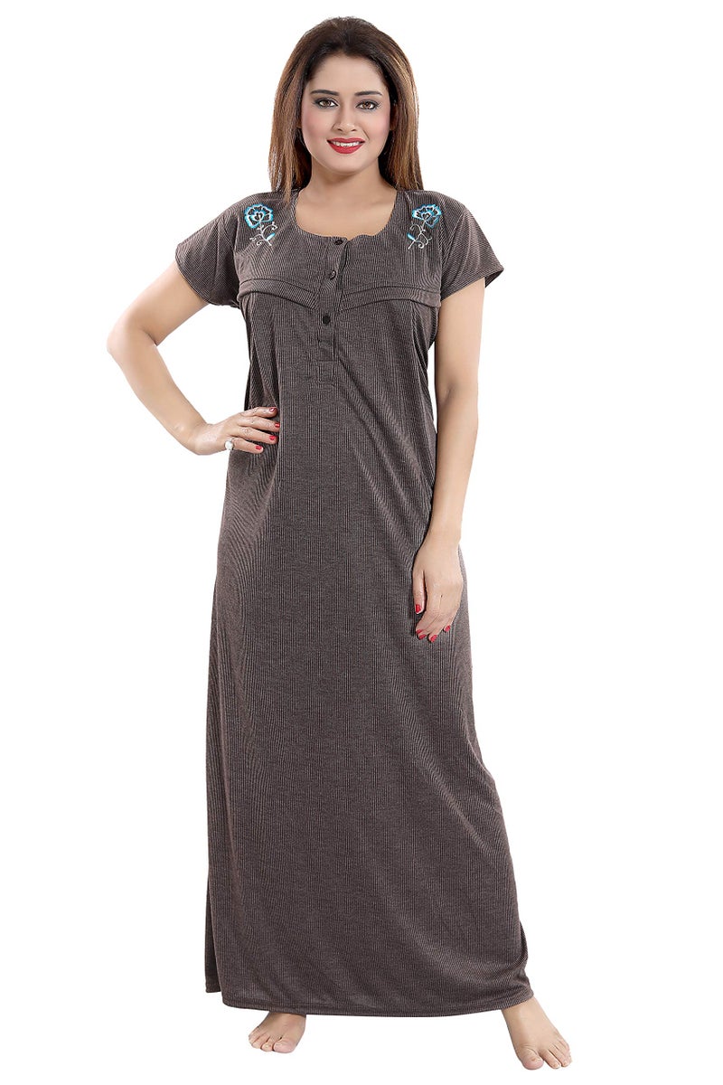 Fabme Women's Nighty(NW080_Chocolate_Free Size_Chocolate_Free Size) - Image 1
