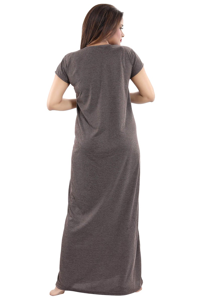 Fabme Women's Nighty(NW080_Chocolate_Free Size_Chocolate_Free Size) - Image 2