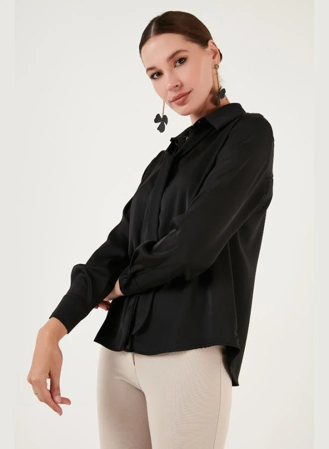 Lela Lela Regular Fit Satin Shirt with Tie Detail Women's SHIRT 611GO00159
