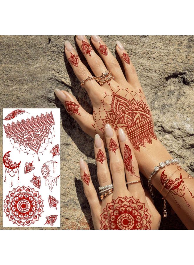 Mehendi Stickers Henna Mehendi stencil Tattoo Sticker for Hands Temporary Waterproof Mehndi Tattoo Body Art for Women & Girls - Image 4