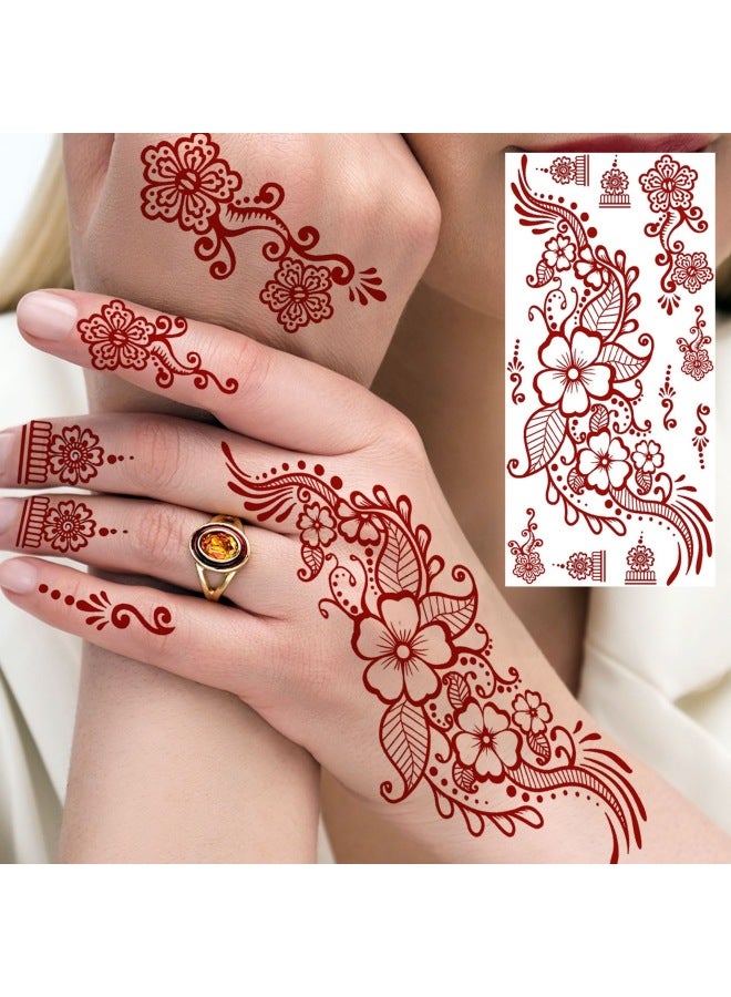 Mehendi Stickers Henna Mehendi stencil Tattoo Sticker for Hands Temporary Waterproof Mehndi Tattoo Body Art for Women & Girls - Image 1