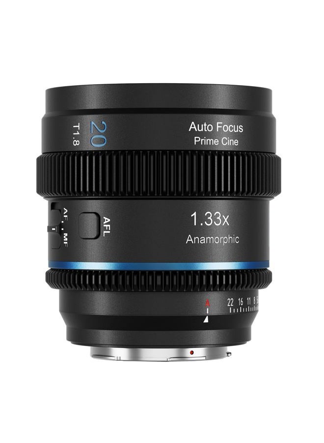 SIRUI 20mm T1.8 1.33X Anamorphic Lens, S35 Autofocus Lens for E Mount Cameras, A6500, A6700, FX3/30, ZV-E Series, A7 Series, A9/9II (Blue Flare) - Image 1