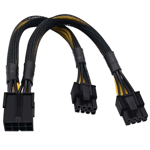 COMeap 8 Pin PCIe Splitter Cable, GPU VGA PCIe Female to Dual 8 Pin (6+2) Male PCI Express Power Adapter Braided Extension 9 inches (23cm) - Image 1