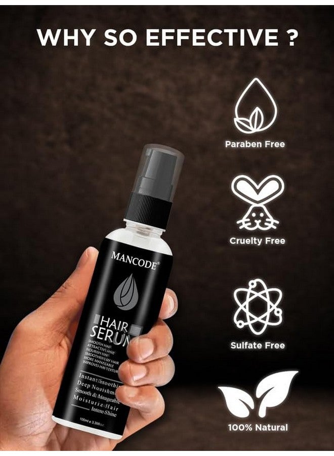 MAN CODE Mancode Hair Serum For Men Instant Shine & Smoothness Regular Use For Dry & Wet Hair Gives Frizz Free Soft & Silky Hair - 100Ml (Men'S Hair Serum, 100Ml E 3.38Fl Oz.)  - Image 3