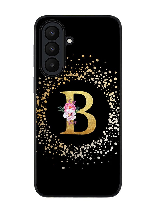 Stylizedd Rugged Case for Samsung Galaxy A27 / Galaxy M47- Slim Fit Hybrid Rubber Cover Floral Monogram - B (Black)