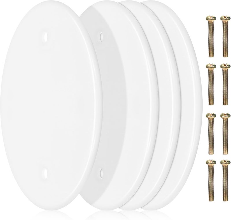 Ceiling Electrical Box Cover Plate, Plastic Flat Blank Wall Hole Cover for Ceiling and Wall, White, Set of 4 - Image 1