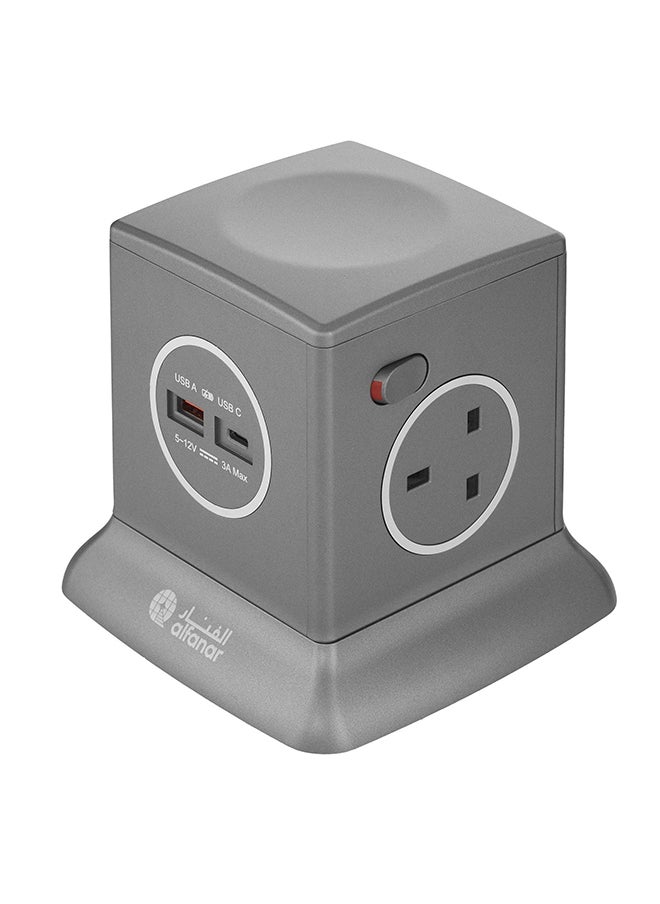 AL FANAR Power Extension Tower 13A 3 Sockets 3M Grey  - Image 1