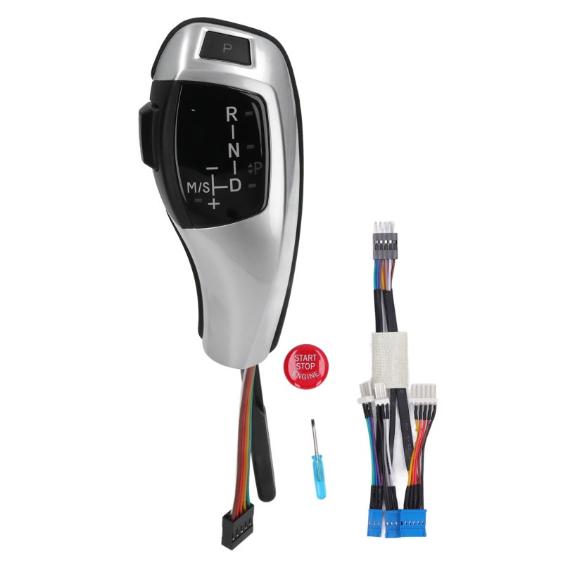 LED Gear Shift Knob: Electrosilvering PU Leather Comfort Grip - LED Gear Position Indicator Automatic Gear Knob for 3 Series E46 Coupe 1999-2006, 5 Series E60/E61 Pre-Facelift 2003-2007 Car Interior U - Image 1