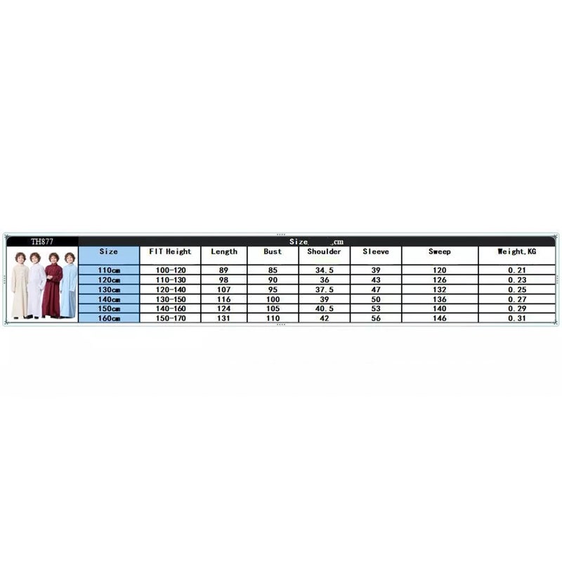 Muslim Robe Middle Eastern Straight Collar Style Sleeve Middle Eastern Arab Gown Clothes for Teenagers Boy- 130CM(White) - Image 4