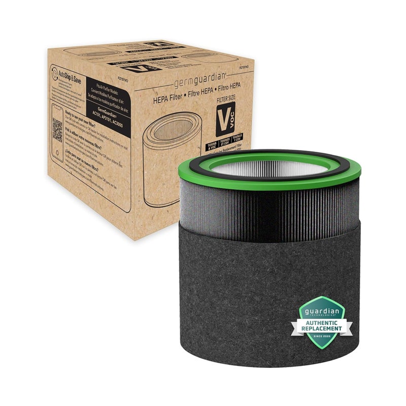 GermGuardian Filter V Toxin Clear HEPA Genuine Air Purifier Replacement Filter Removes 9997 of Pollutants Common VOCs Household Toxins for AC3000 AC3050 AP3151 and AC151 BlackGreen FLT151VO